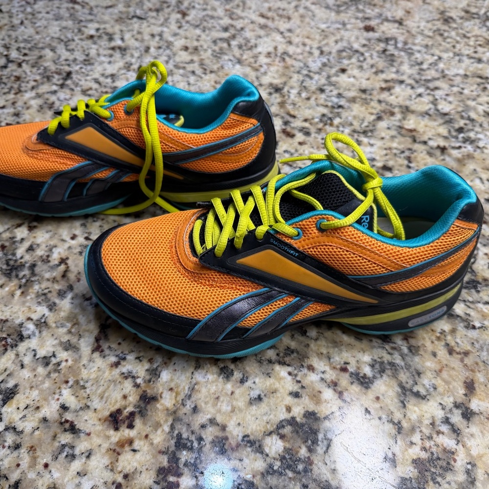 Reebok Orange and Black Sneakers with Neon Accents